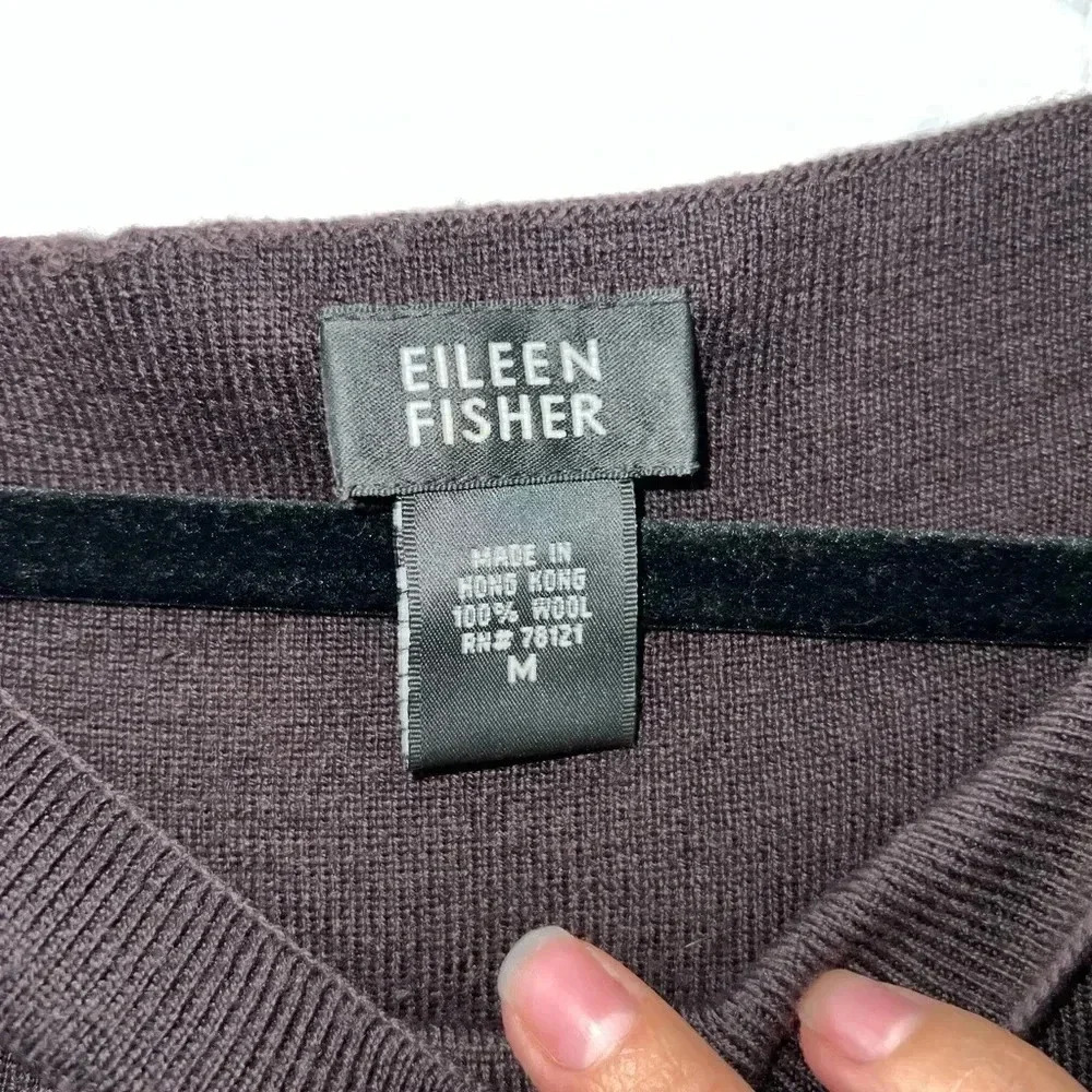 Eileen Fisher Taupe 100% Wool Twin Set Cardigan Sweater Size Medium - Picture 2 of 6